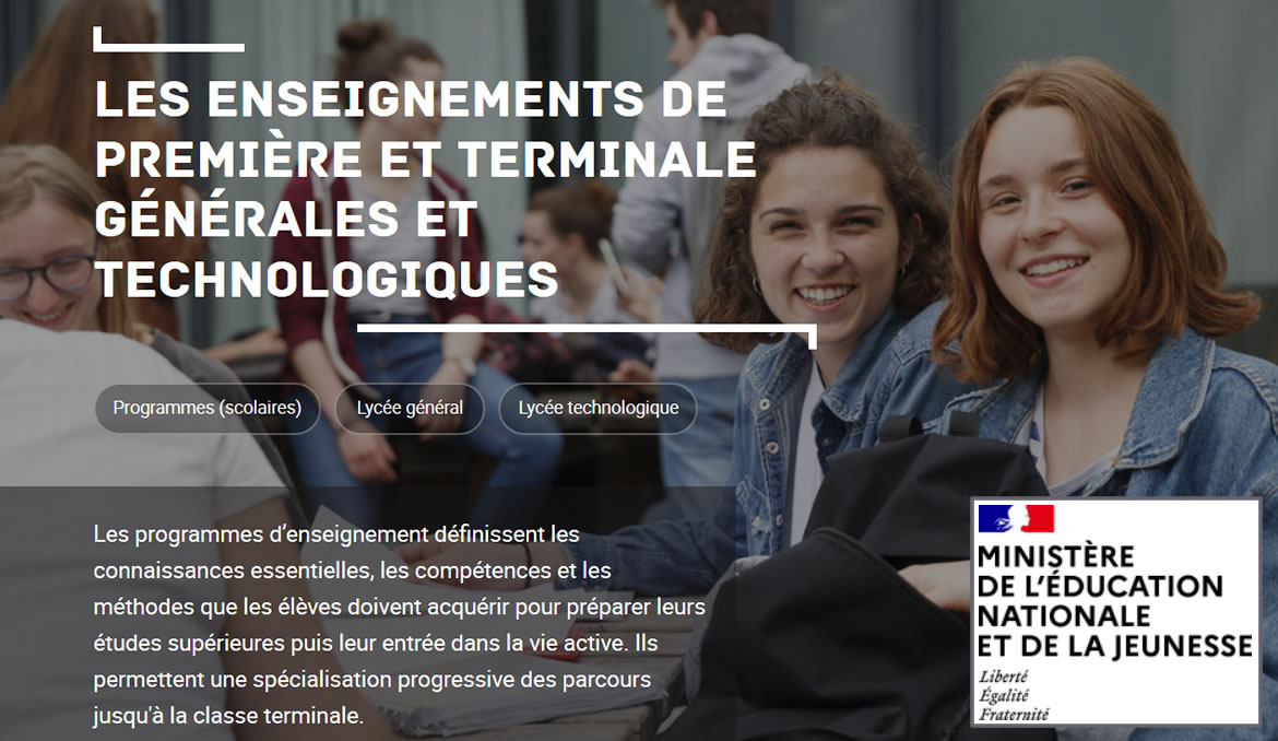 Les enseignements de Première et Terminale- Site de l'Education Nationale